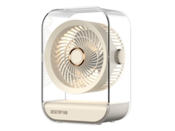 Ventoinha de Mesa Portátil HENTEN HOME recarregável USB, 3 velocidades, luz noturna, branco