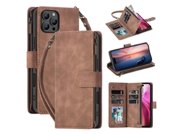 Capa Em Couro Pu Com Suporte E Pega Para Apple Iphone 16pro Max - Castanho
