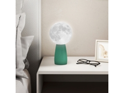 Lâmpada de Mesa Formato Lua 3 Cores 10 Intensidades em Abs Ø15x28 Cm Branco e Verde Escuro BTFORUS