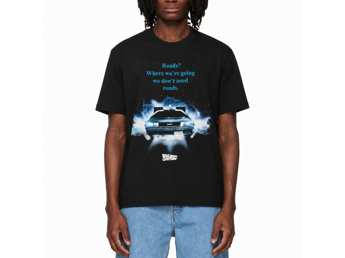 Rockinstone Back To The Future Movie Driving Through Black Adult T-shirt Size:s