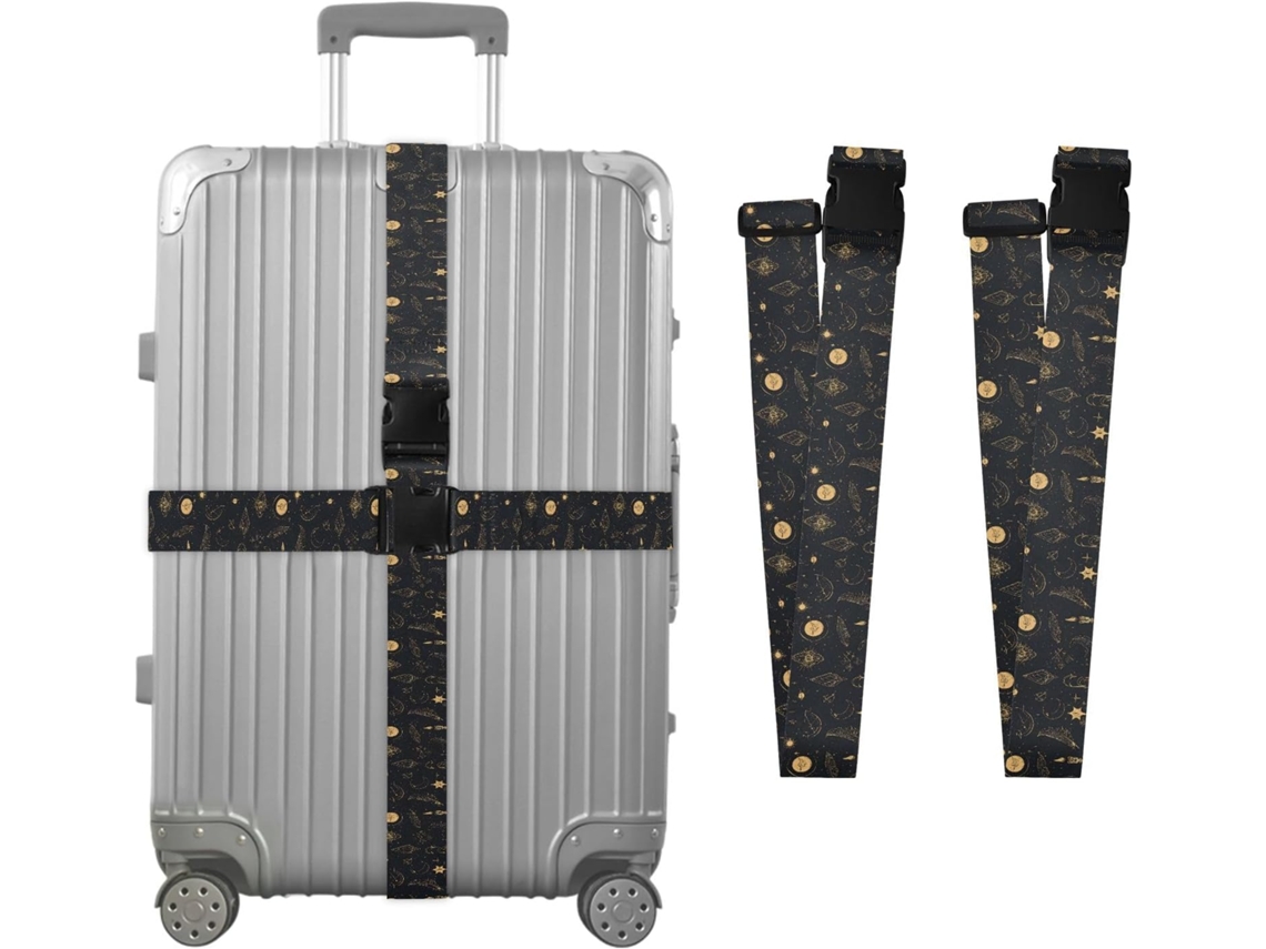 Conjunto De 2 Cintas Para Bagagem Mão Com Estampa Penas Sol, Ideais Para Malas De Viagem Cintas Ajustáveis E Resistentes