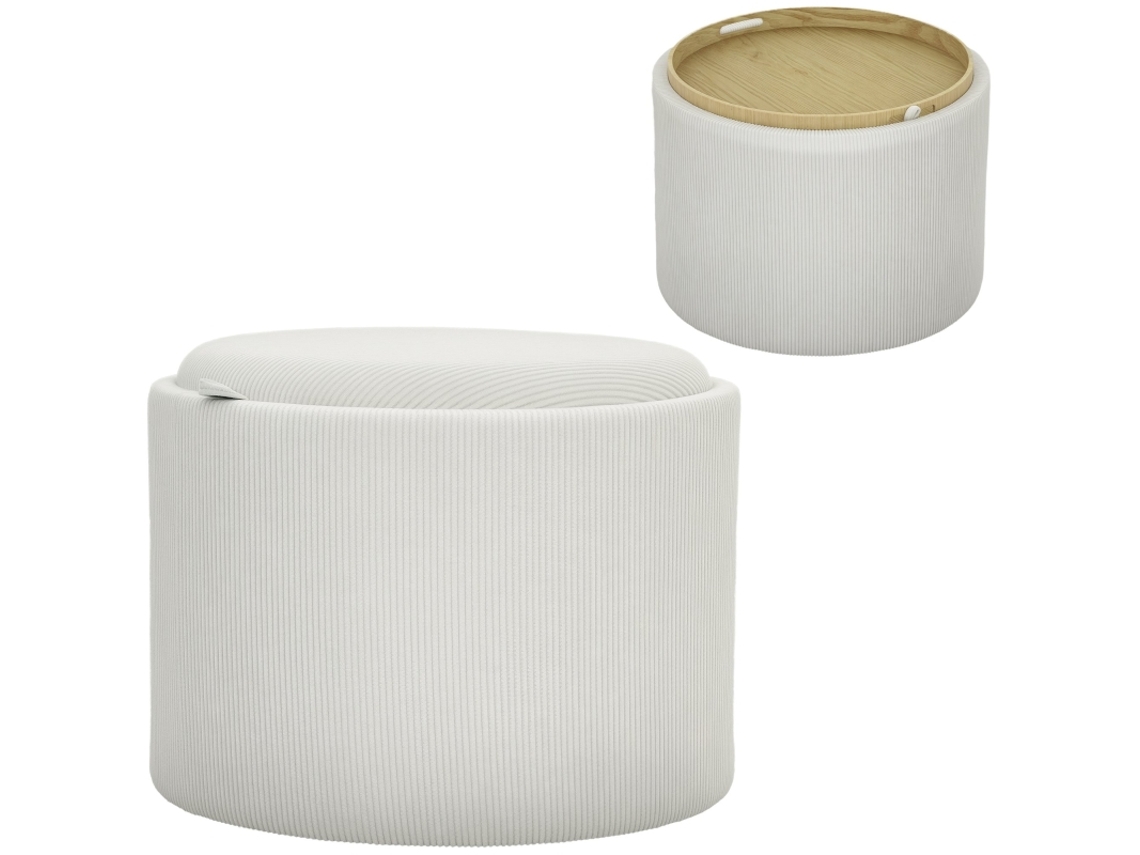 Banco de Armazenamento LYYTUNG Redondo com Tampa, Acolchoado para Sala, Mesa de Centro com Acabamento em Corda (56x56x42 cm)