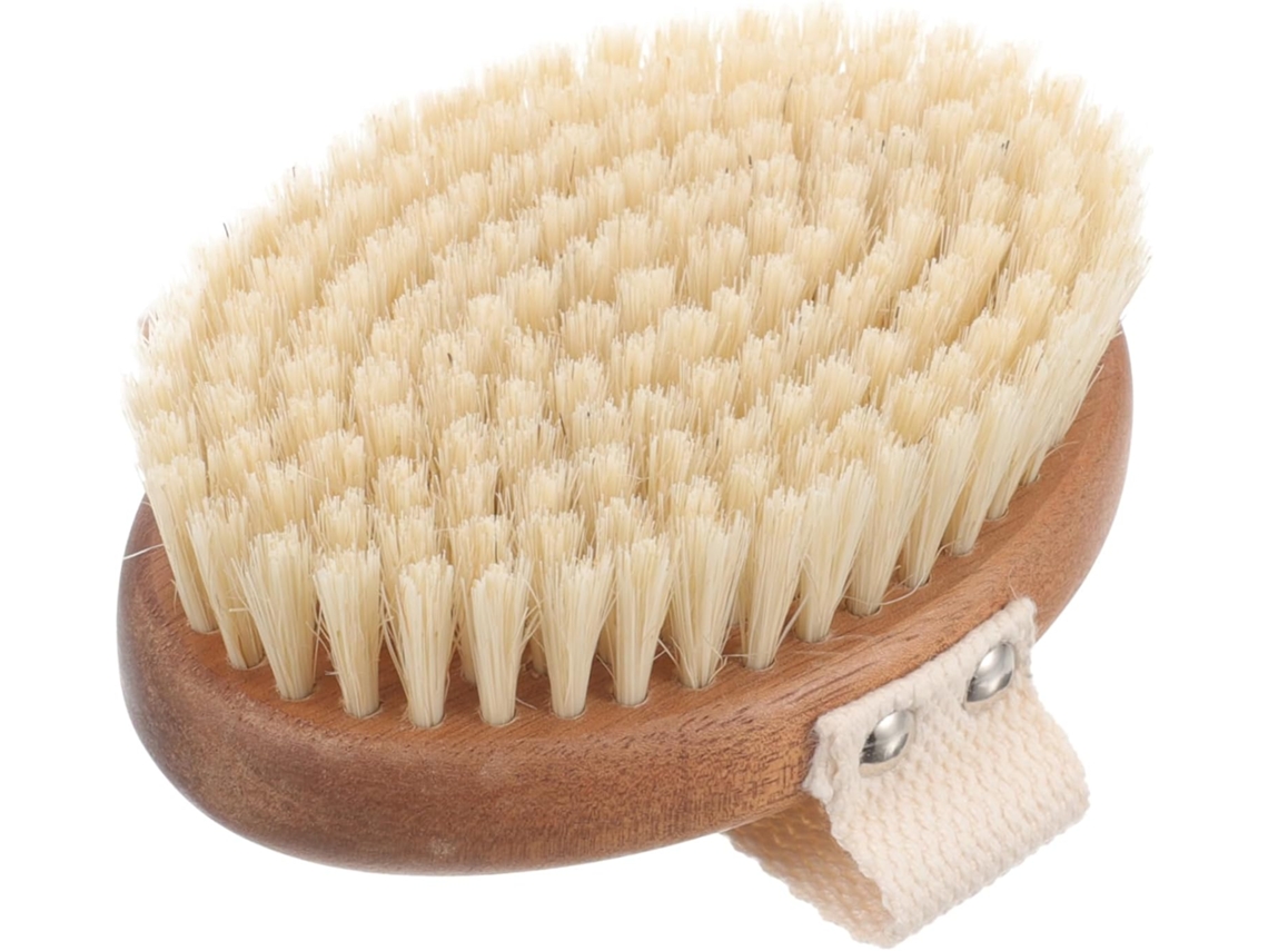 Escova De Banho Oval Madeira Ukcoco Para Limpeza Profunda, Esfoliação Corporal Com Cerdas De Javali, Uso A Seco E