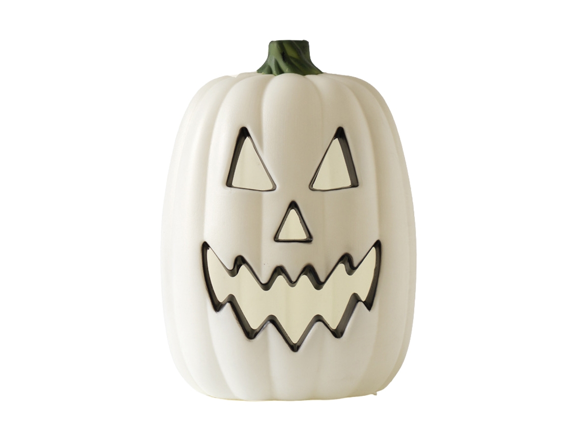 Laxiscreed Abóbora De Halloween Com Led E Efeito Esculpido, Decoração Para Interior E Exterior, 16 Polegadas, Branca