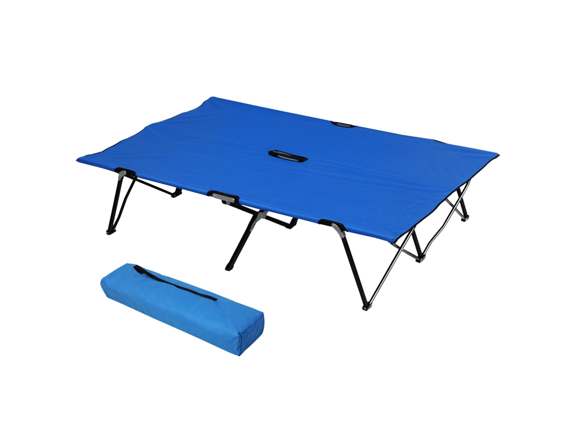 Cama Camping Dobrável, Estrutura Metálica, 136 Kg, Praia, Trilhas, 193x125x40 Cm, Azul | S/MARCA
