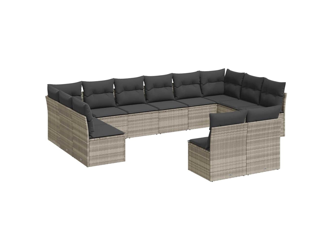 Conjunto de 12 Sofás Jardim com Almofadões Vime Pe Cinzento Claro MAISON EXCLUSIVE (12 pcs)