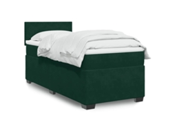 Vidaxl Cama Com Molas/colchão 100x200 Cm Veludo Verde-escuro