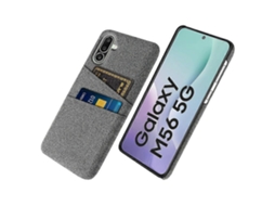 Capa De Tecido Capa Rígida De Pc Para Samsung Galaxy M56 5g Da Tkdaddy Com Dois Compartimentos Para Cartão Cinza