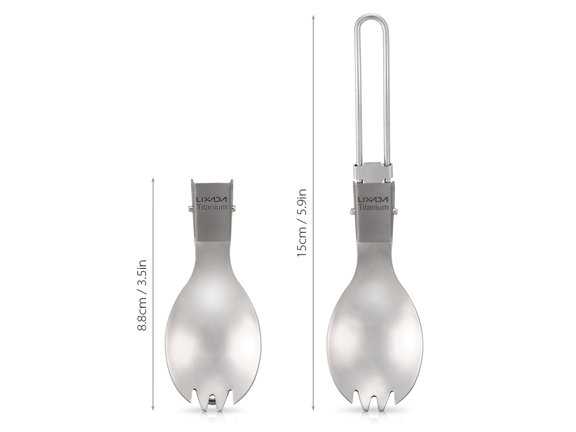 Colher Garfo Titanium Dobrável Lixada Outdoor