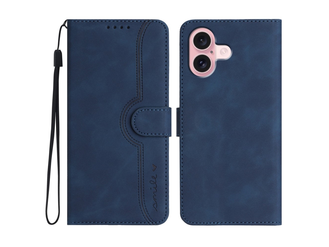 Capa Em Couro Pu Para Iphone 16 - Safira