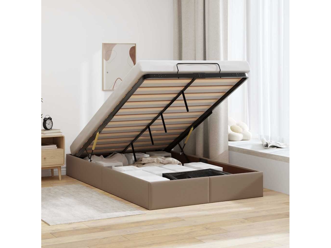 Vidaxl Estrutura de Cama Otomana Sem Colchão Cappucino 120x190 Cm