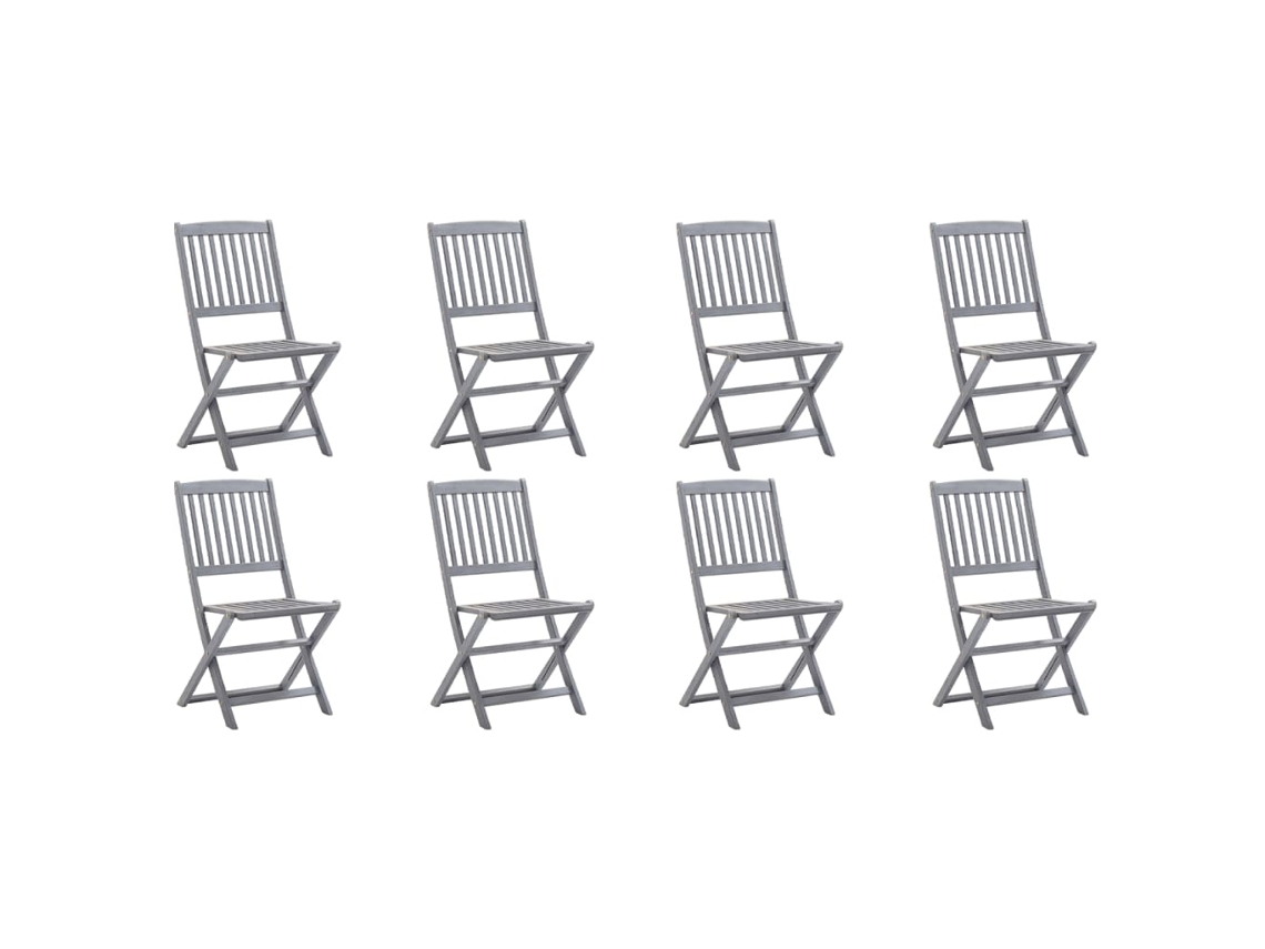 Maison Exclusive - Cadeiras De Exterior Dobráveis 8pcs C/ Almofadões Acácia Maciça