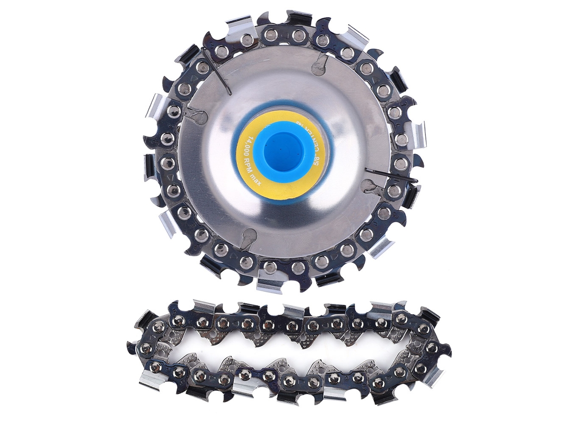 Lâmina de motosserra de 4 polegadas com 14 dentes para esmerilhadeira angular 100/115 para entalhe e abate de madeira.