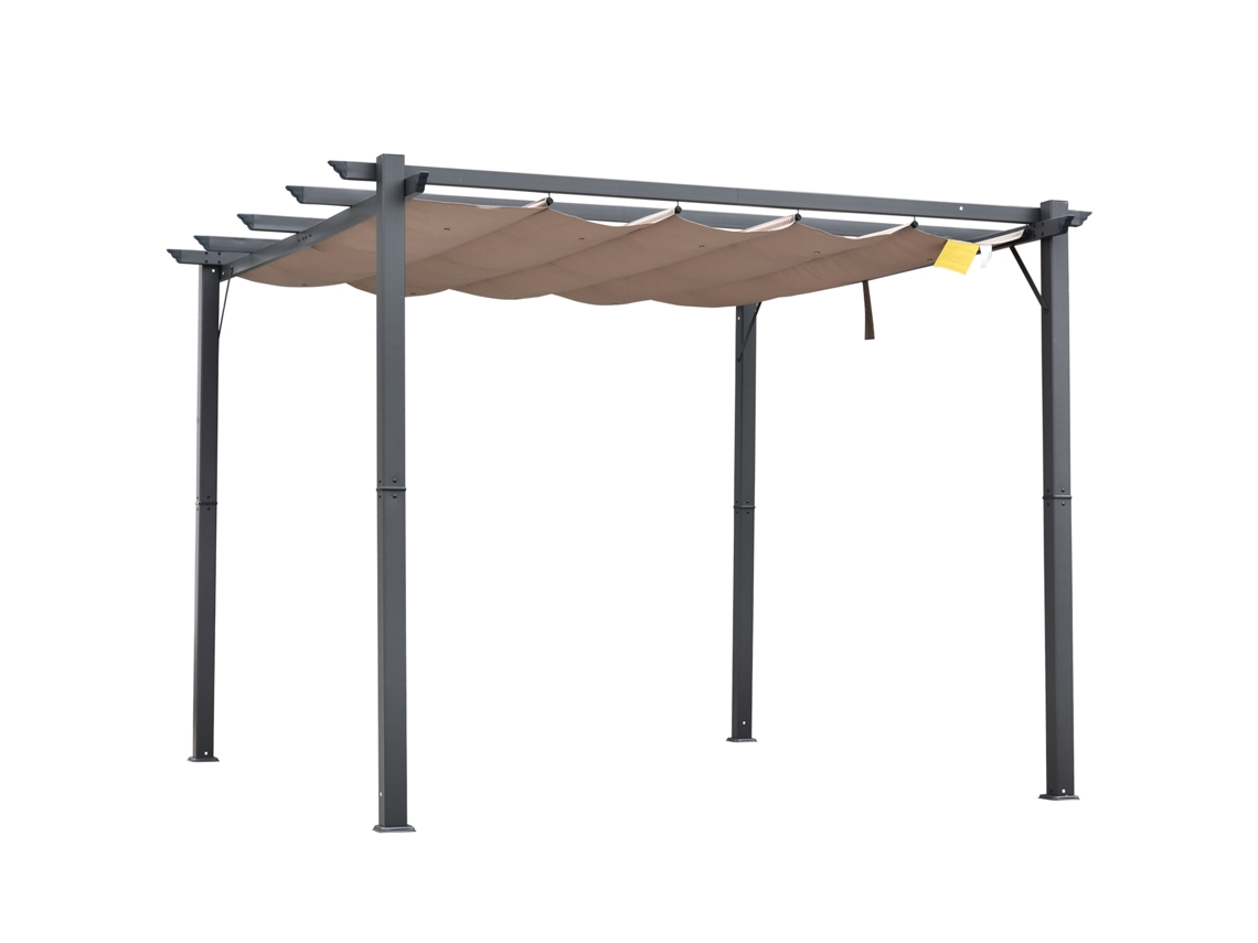 Pérgola de Jardim de 3x3 Metros com Cobertura Retrátil com Proteção Uv e Estrutura de Alumínio, Cinza. SINI TECH STORE
