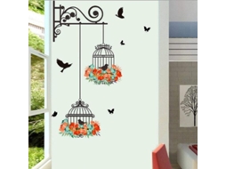 Sticker de Parede Nova Line com Pássaros Floral 3D, Removível, Decorativa para Casa, Quarto, Cozinha, Banheiro | S/MARCA