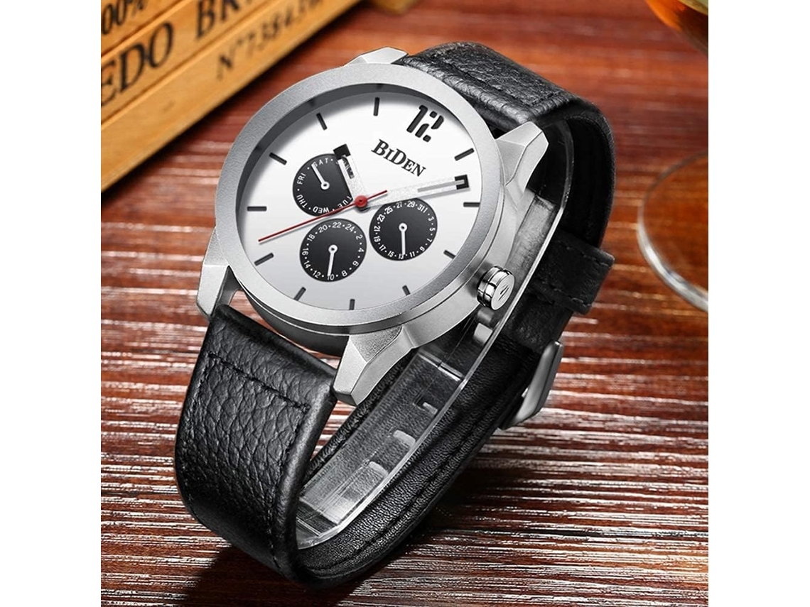 Lurelia Relógio Masculino, Movimento De Quartzo, Analógico, Data/calendário, Aço Inoxidável, Couro, Resistente À Água, Dourado, Castanho