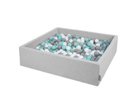 KIDDYMOON Piscina de Bolas Quadrada Grande 120X30Cm/1000 Bolas 7Cm Coloridas para Bebés e Crianças Cinza Claro: Cinza Branco Turquesa Claro