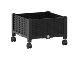 Vidaxl Vaso De Jardim Com Rodas Preto 40 X 40 X 29 Cm Pp