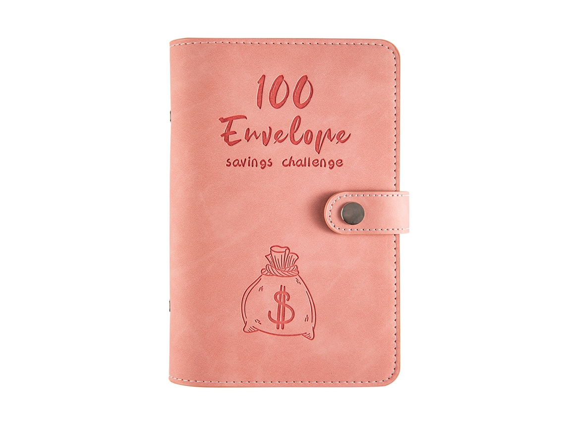 Kit Desafio 100 Envelopes Economia Pasta Orçamentária A6 Couro Pu com Envelopes Dinheiro | S/MARCA