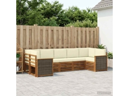 Vidaxl Conjunto De Sofás Para Exterior 6 Unid. Natural E Creme