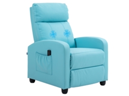 Poltrona De Massagem Relaxante Com Controle Remoto E 8 Programas. Reclinável E Com Apoio Para Os Pés. Azul.