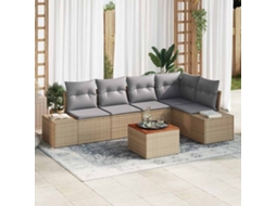 Vidaxl Conjunto De Sofá De Jardim 6 Unid. Bege E Cinza Claro Vime Pe