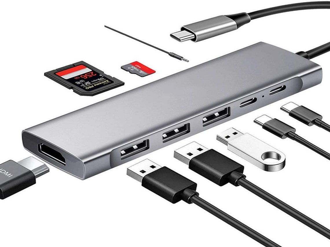 Dock Usb C 9 Em 1 Com Hdmi 4k, Sd, Tf, Áudio E Pd