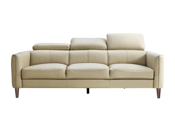 Sofá de 3 lugares em pele de búfalo cor beige SALVI VENTE-UNIQUE.PT (77 x 216 x 107 cm)