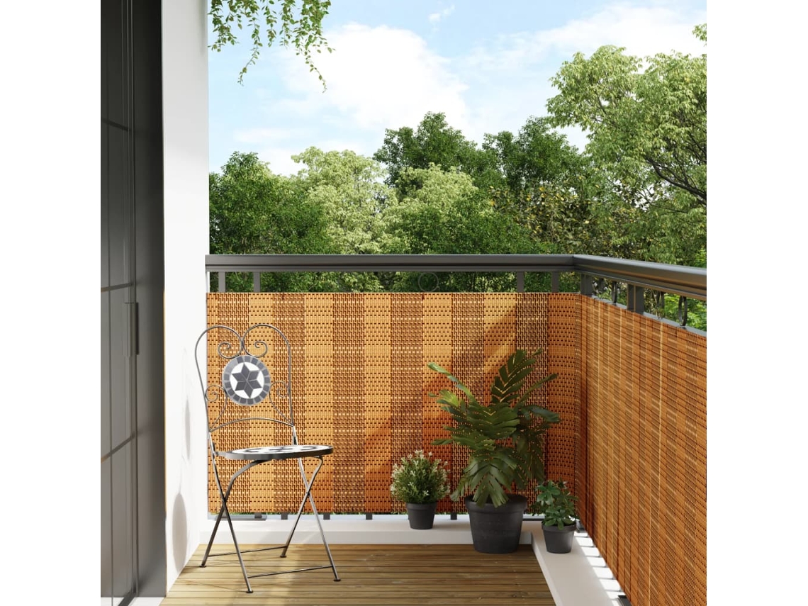Vidaxl Tela De Varanda 1000x100 Cm Vime Pe Castanho-claro