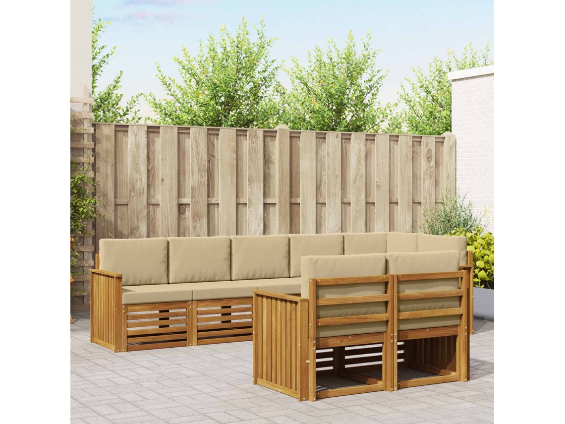 Vidaxl Conjuntos De Sofás Com Almofada 8 Pcs Natural E Bege