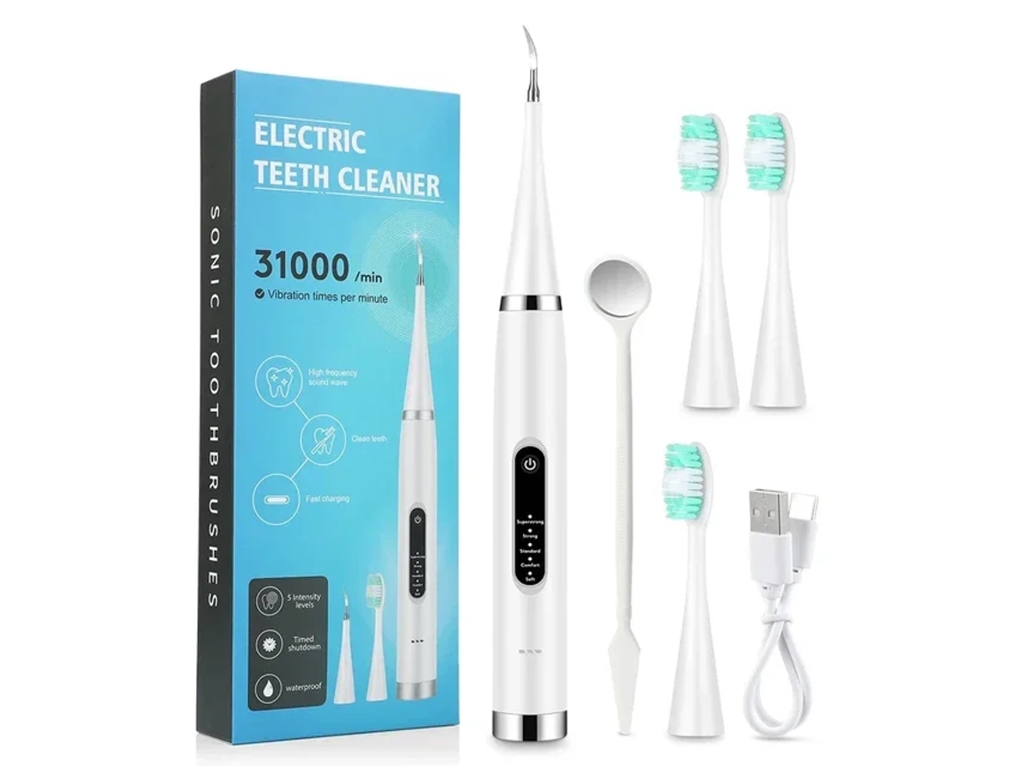 Scanner Dental Elétrico de Vibração Sônica MDUG (branco + 2 Cabeças de Escova)