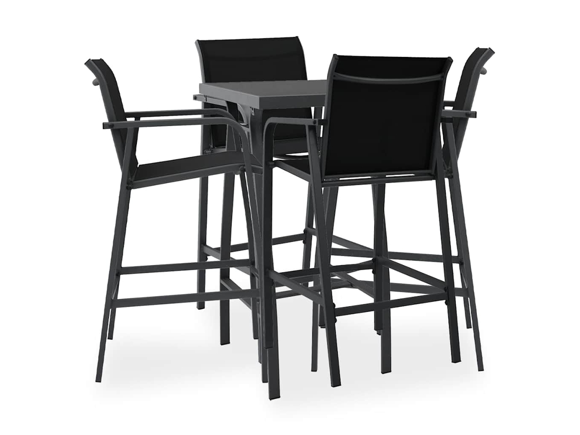 Vidaxl 5 Pcs Conjunto De Bar Para Jardim Preto
