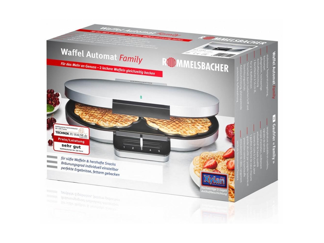 Rommelsbacher Wa 1200 Máquina de Waffles 2 Waffles 1200 W Prateado