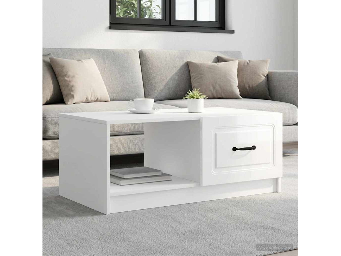 Vidaxl Mesa De Centro Branco Brilhante 90 X 50 X 37 Cm