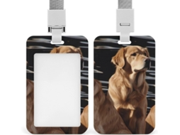 Porta Crachá Com Cordão Dourado, Diversão Para Ajudar A Encontrar Crachás, Estojo Vertical De Proteção Cartões