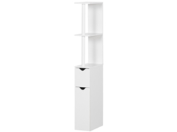 Móvel De Banheiro Com Portas E Prateleiras Abertas, 15x29x118cm, Branco