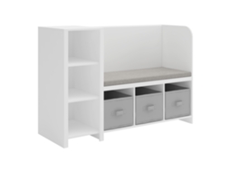 Estante de Livros para Crianças com Banco Høylandet 76X112X40 Cm Branco/Cinza Pt.Home. [EN.CASA]