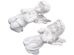 Conjunto 2 Estatuetas Adoráveis Resina Branca Superfície Design Permite Fiquem Ornamento Romântico Presente GOKOCO