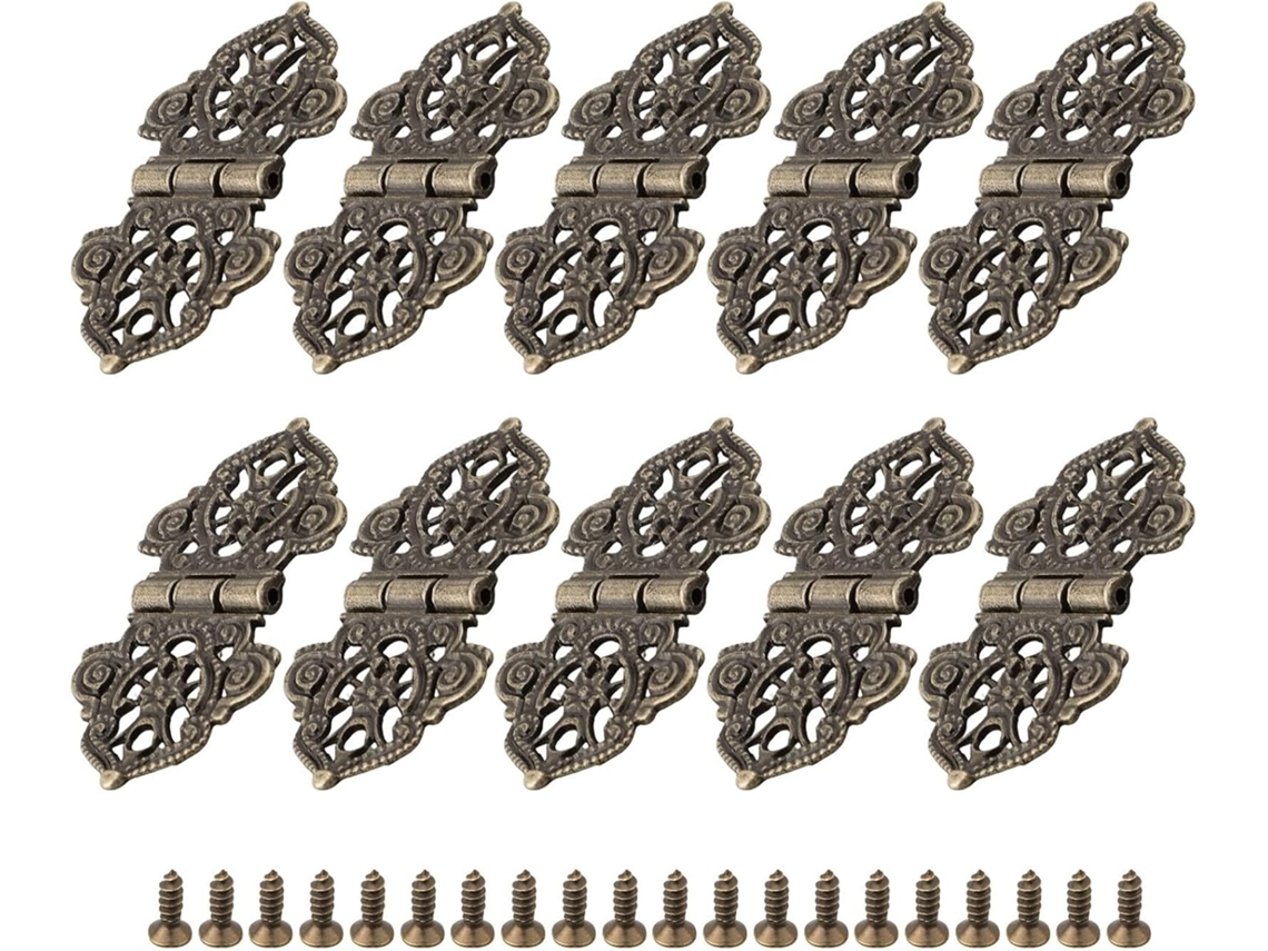 Dobradiças De Liga Zinco Em Estilo Antigo Para Caixas Madeira, Ferragens Decorativas Para Portas De Móveis Com Parafusos