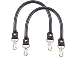 Asas De Couro Para Bolsas De 16 Polegadas, 2 Peças De Correia De Substituição Com Clips De Liga, Cor Preta