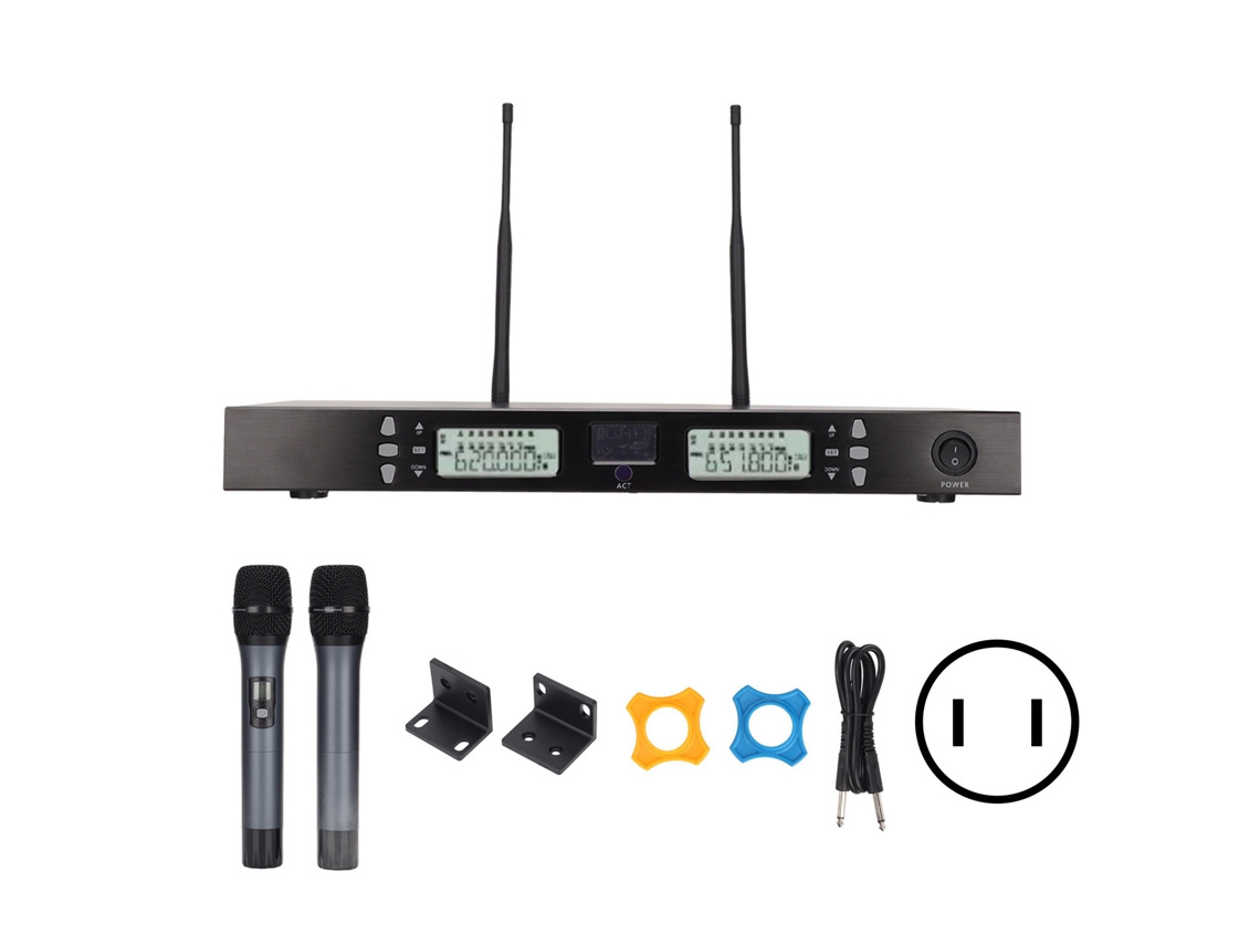 Sistema de microfone sem fio, 100 canais, 2 antenas EOOCOO