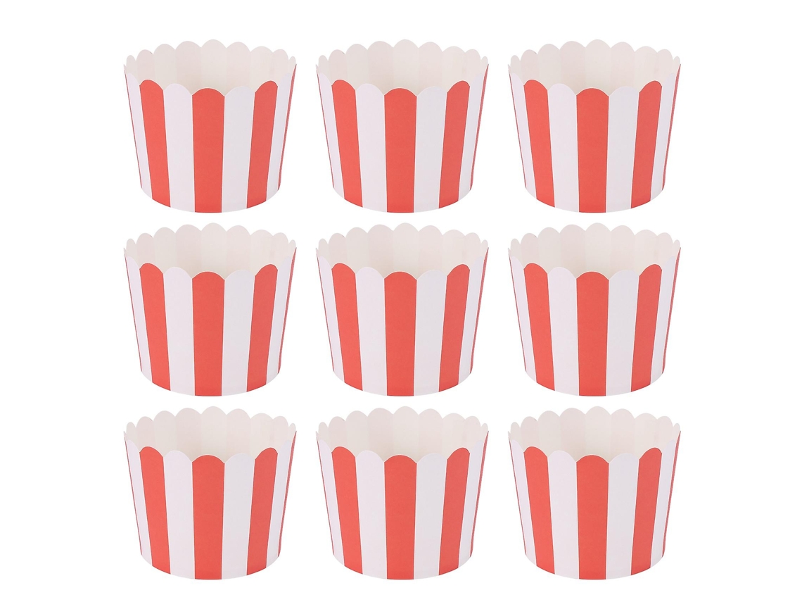 50 Peças de Moldes de Papel para Magdalenas, Cupcakes e Sobremesas, Resistente Ao Calor, Cor Vermelha, Ideal para Festas e Eventos Rojo