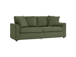 Sofá 3 lugares veludo cotelê 212x80x88 Cm verde com 2 almofadas de braço, mola S/MARCA