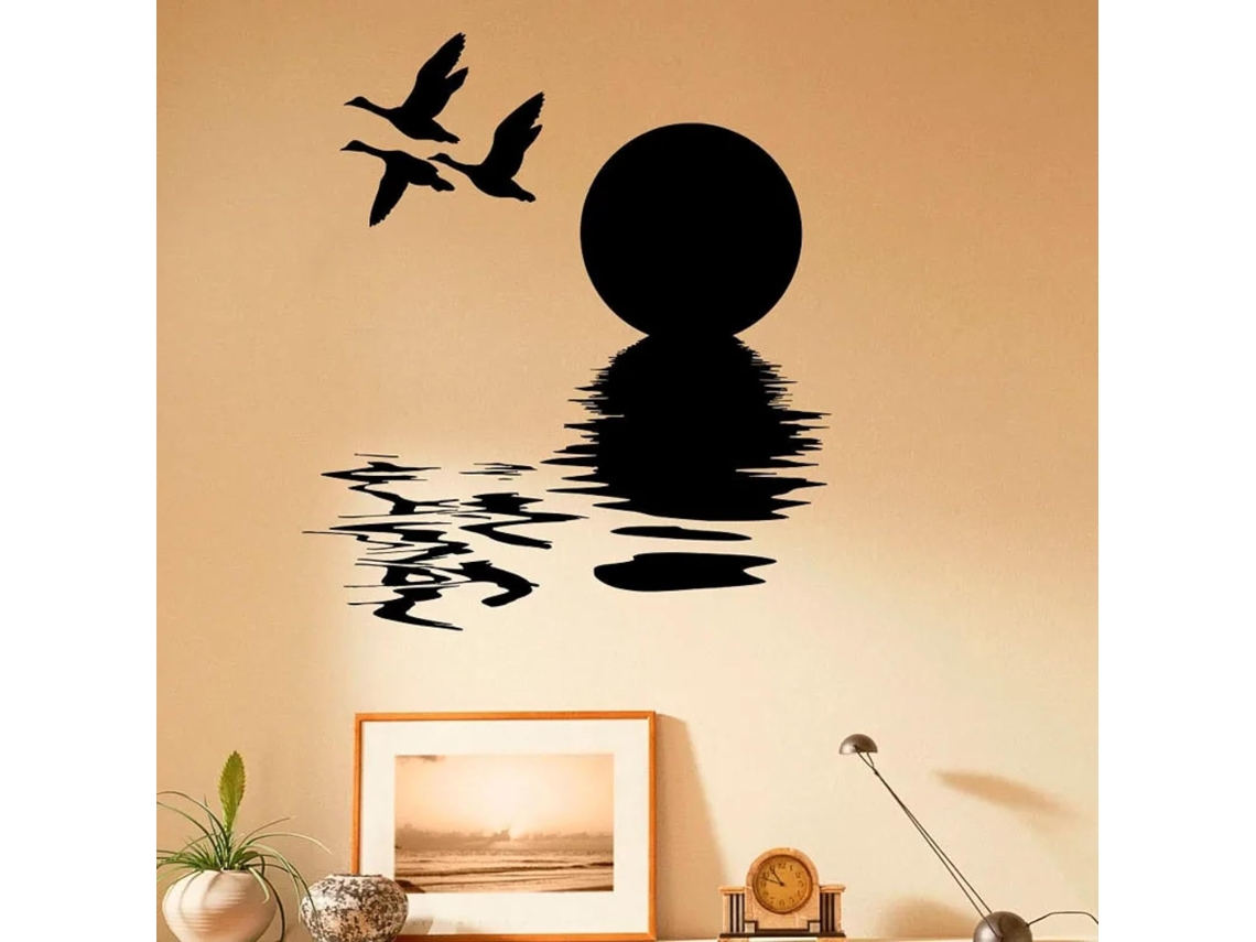Adesivos de parede autocolantes com paisagens, pássaros e elementos naturais para sala de estar e quarto. Adesivos artísticos para decoração de casa.