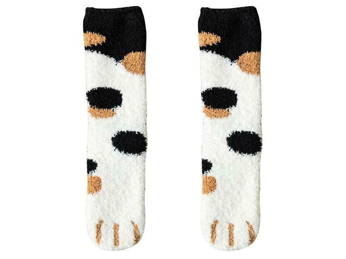 2026 calcetines de Pata de Gato para Mujer Con Estampado Cálido de Pelo Polar Elástico One Size
