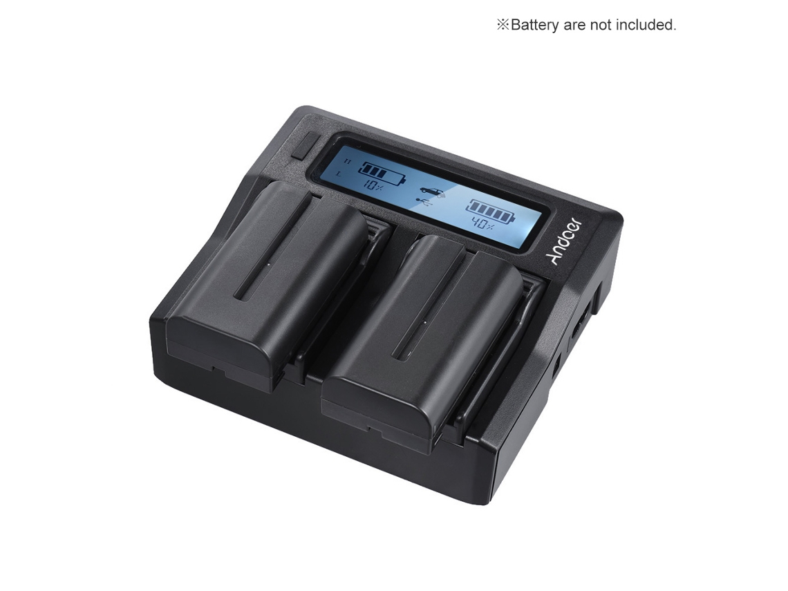 Andoer Np f970 Dual Channel Digital Camera Battery Charger W/ Lcd Display Replacement For Sony Np f550/f750/f950/ Np fm50/fm500h/qm71 LAXISCREED
