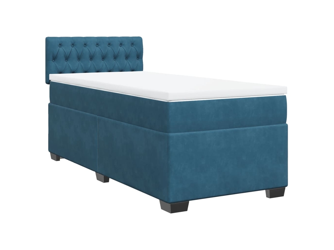 Cama com Molas/colchão 100x200 Cm Veludo Azul escuro MAISON EXCLUSIVE