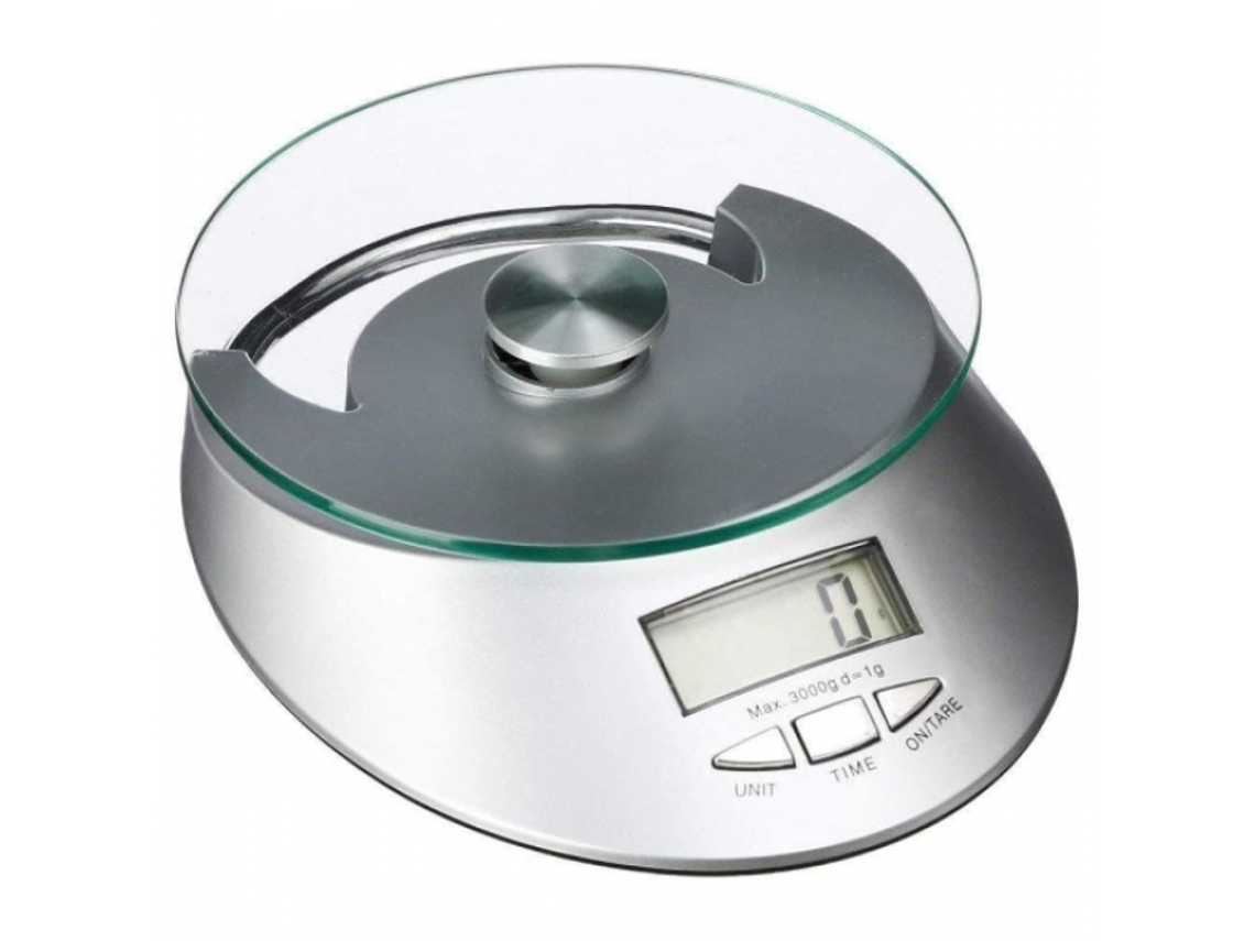 Balança de Cozinha Digital Vidro/metal Cinza AQUAFORGE