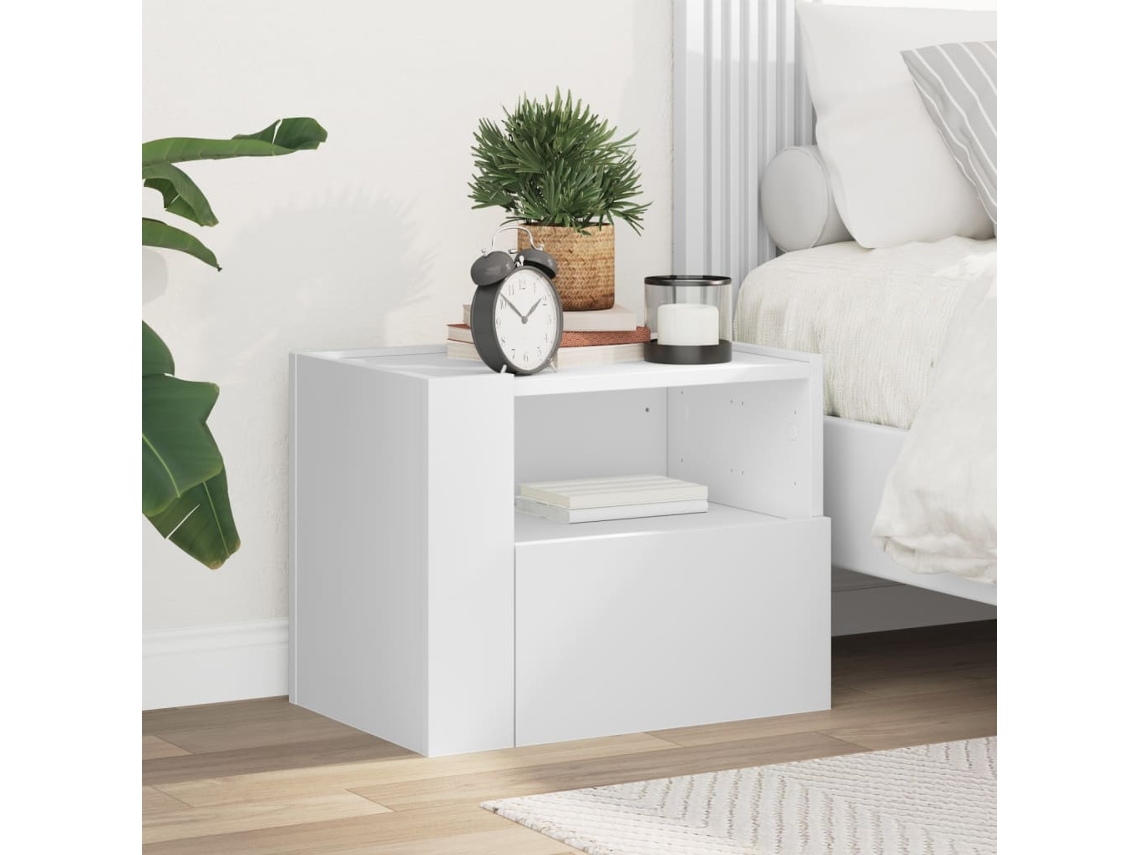 Vidaxl Mesa De Cabeceira De Parede 45x30x35 Cm Branco