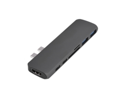 Adaptador Multipuerto Usb 3.0 de Tipo C a Hdmi Con Lector de Tarjetas Sd para Macbook Pro de 13/15" (gris)